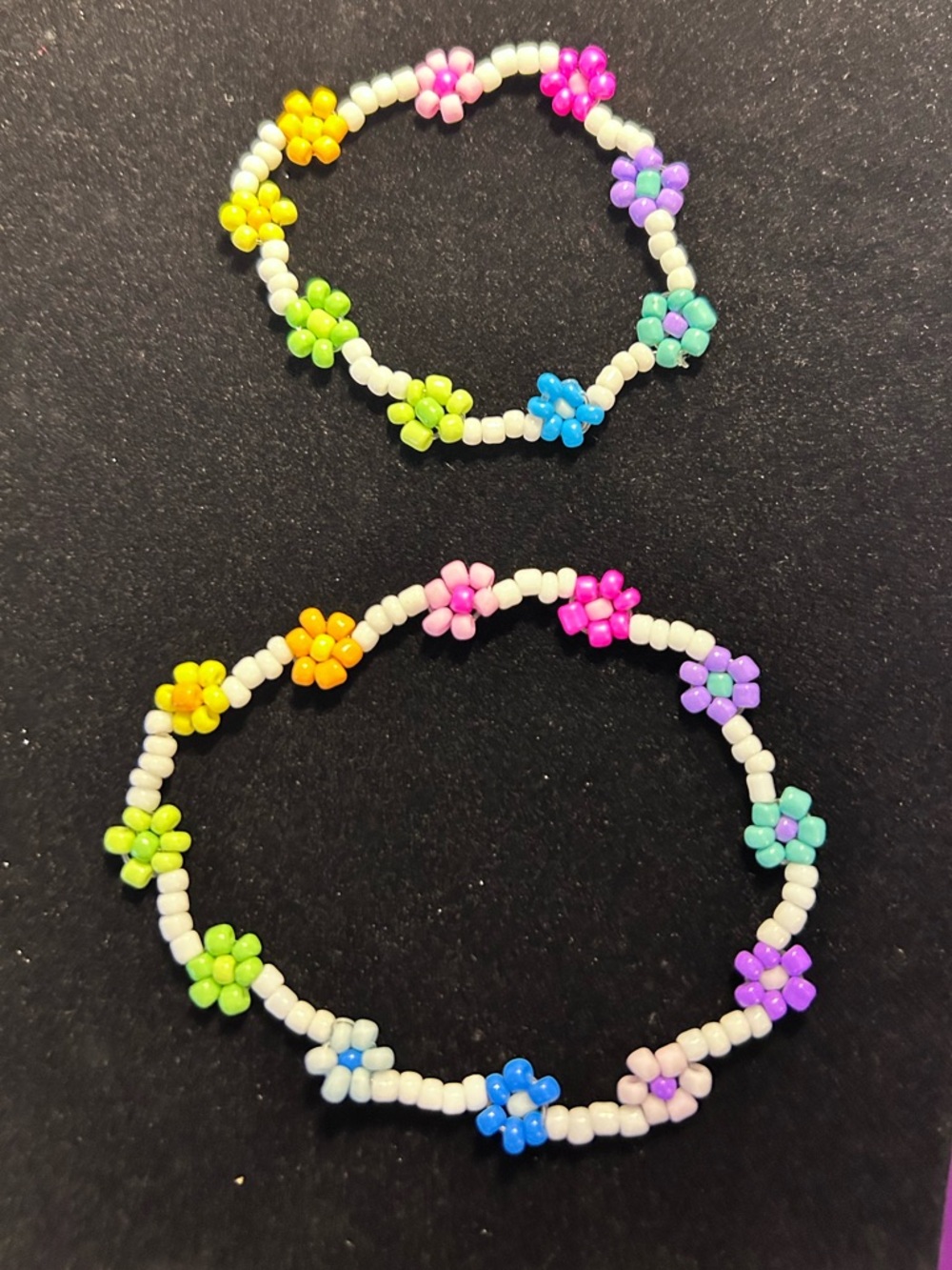 Handmade custom Mommy and me Flower Bead Bracelet Set - Multicolor